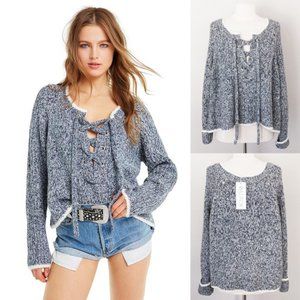 Wildfox Laced Up Queen Oxford Chunky Knit Sweater